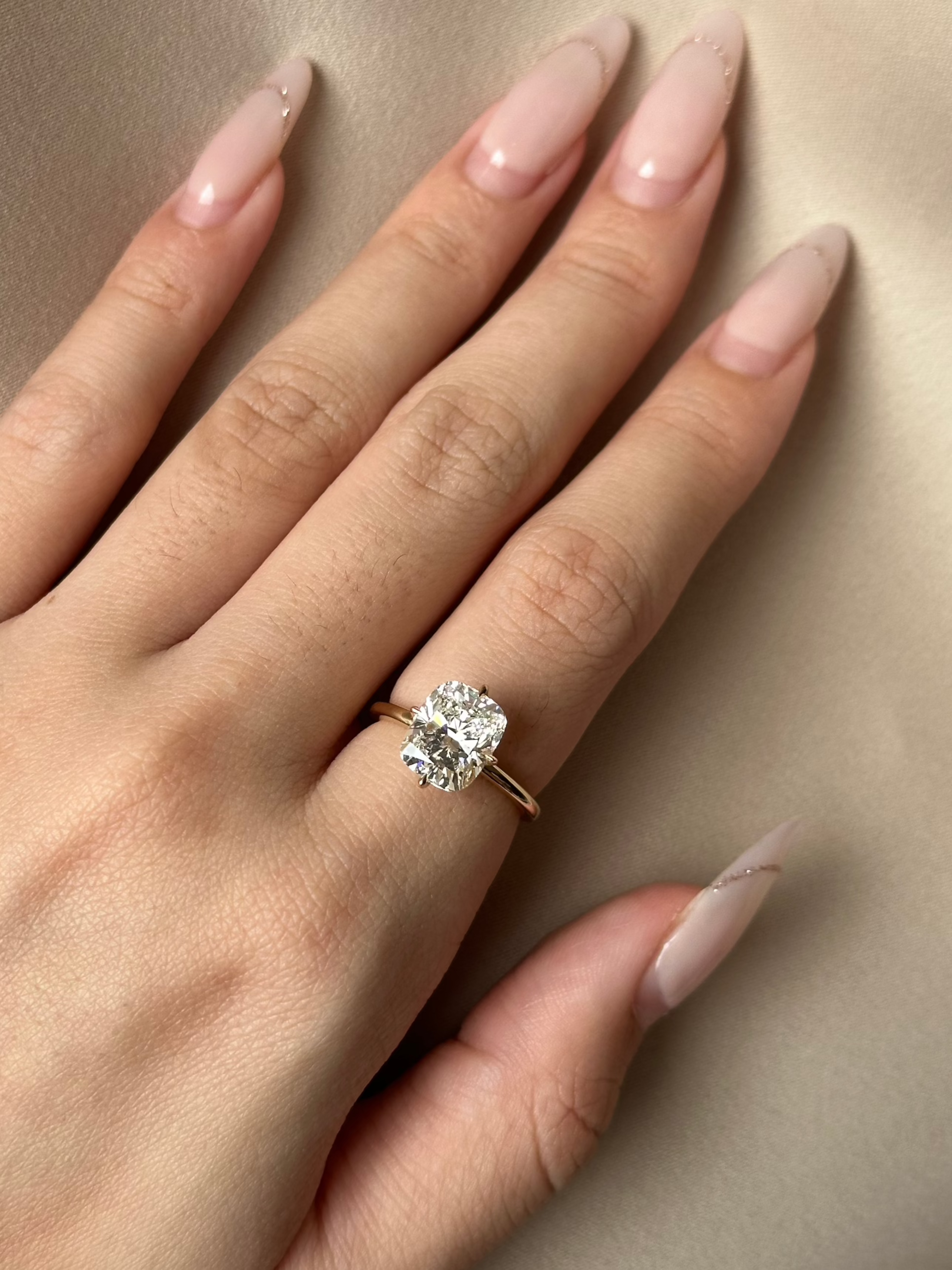 Marquise Shaped Three Stone Lab Grown Diamond Engagement Ring